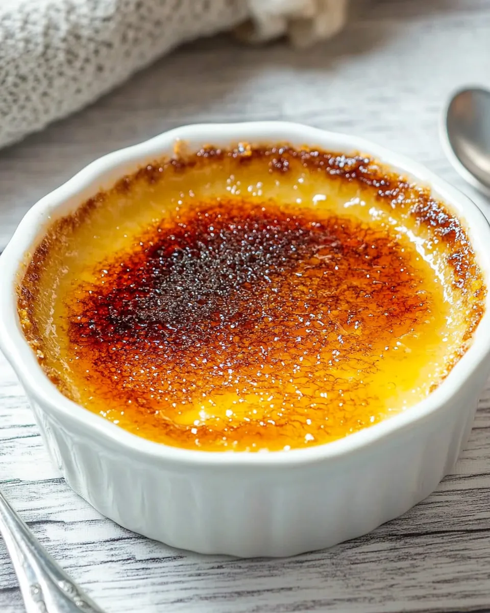 Perfect Classic Vanilla Bean Creme Brulee: Simple Homemade Dessert food shot