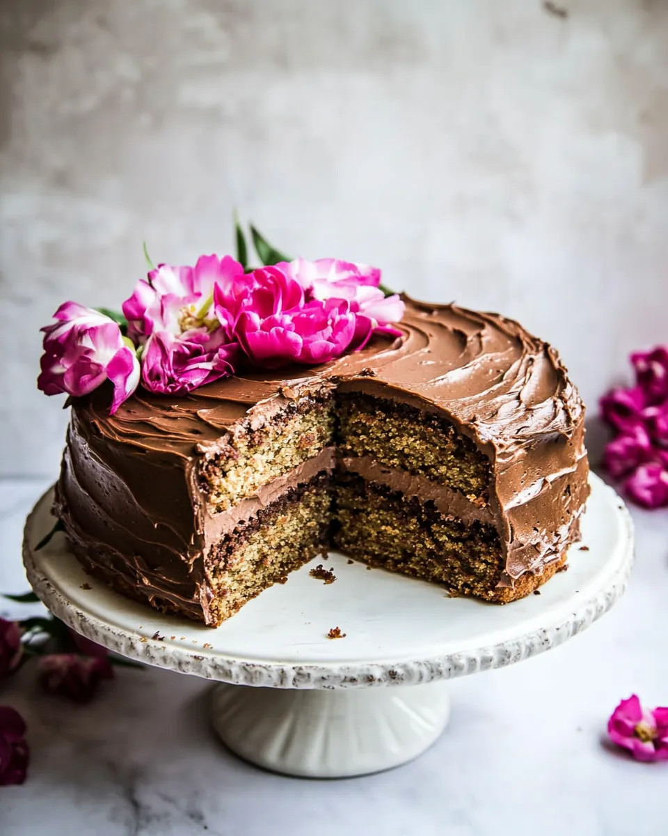 Classic Coconut Banana Cake with Chocolate Frosting. dish photo