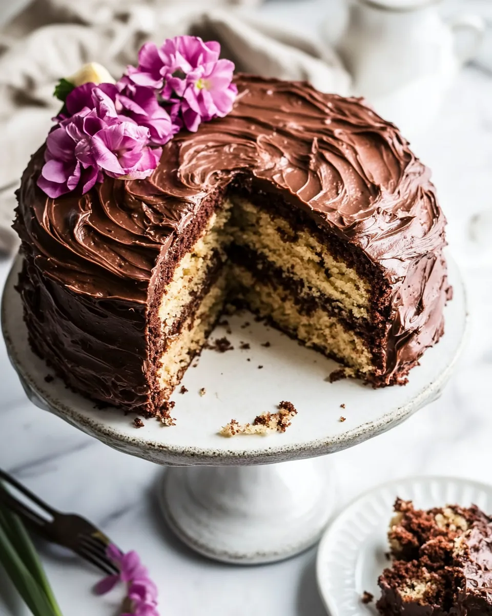 Delicious Coconut Banana Cake with Chocolate Frosting. picture
