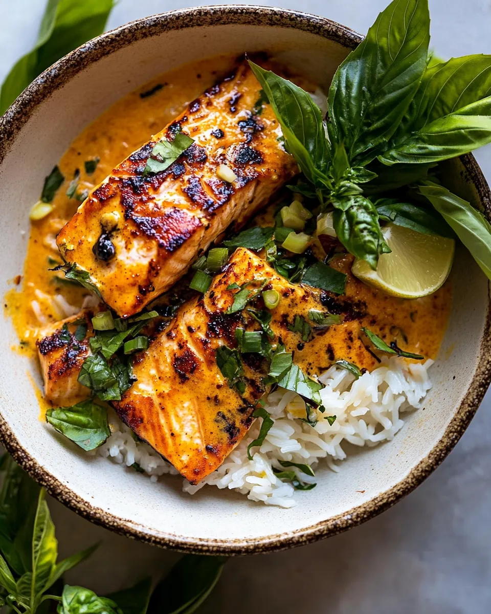 Easy Coconut Curry Salmon with Garlic Butter. shot