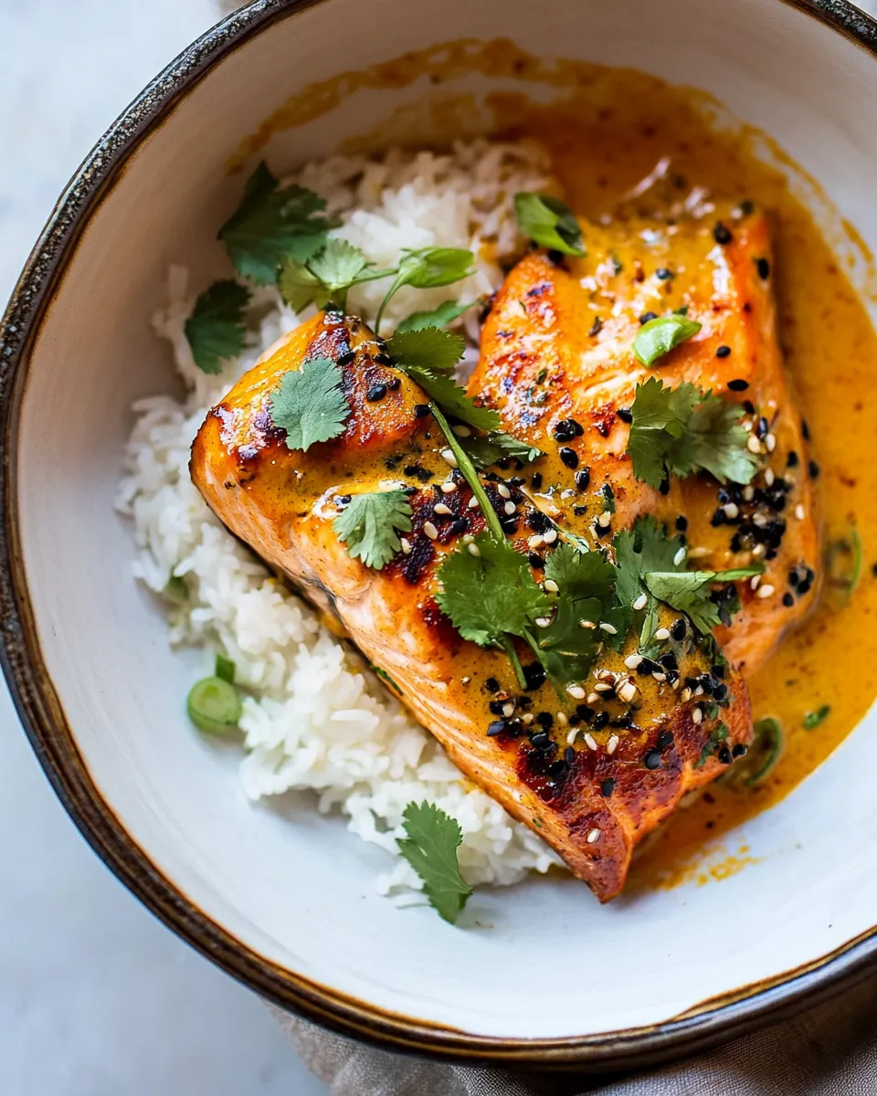 Amazing Coconut Curry Salmon with Garlic Butter. recipe photo