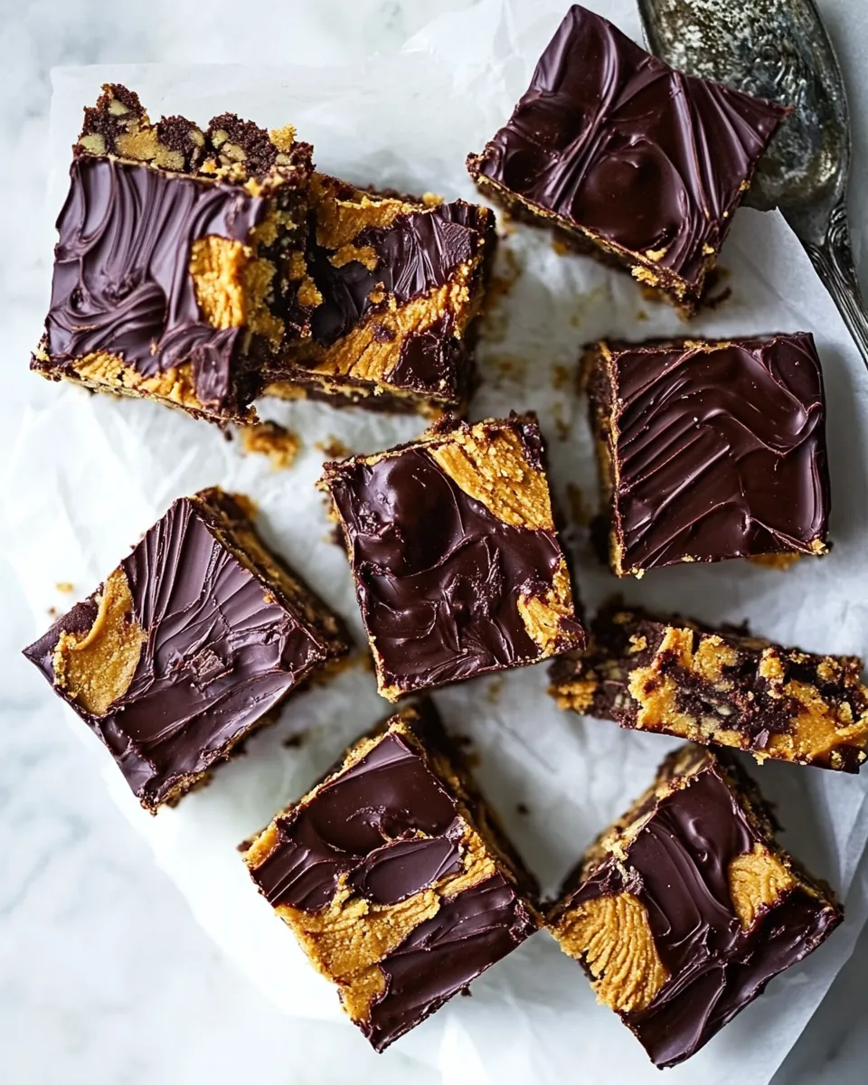 Healthy Cookie Dough Chocolate Peanut Butter Bars. image