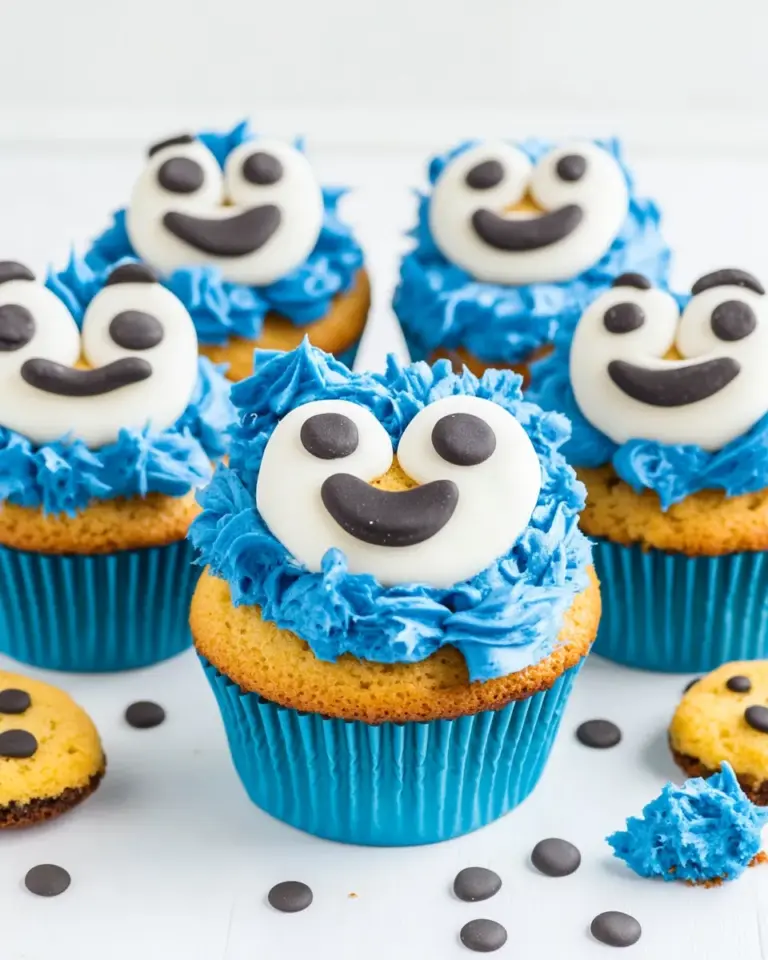 Homemade Cookie Monster Cupcakes recipe photo