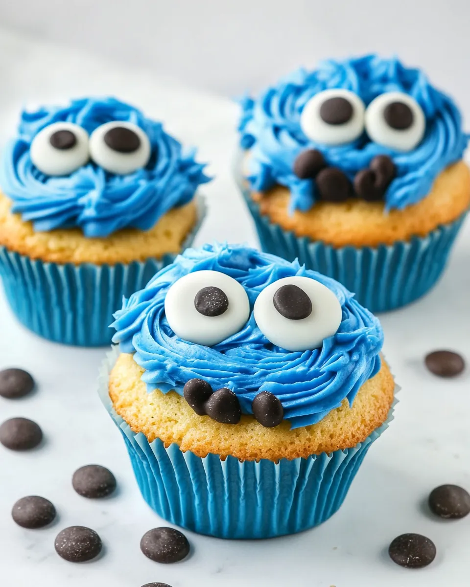 Easy Cookie Monster Cupcakes food shot