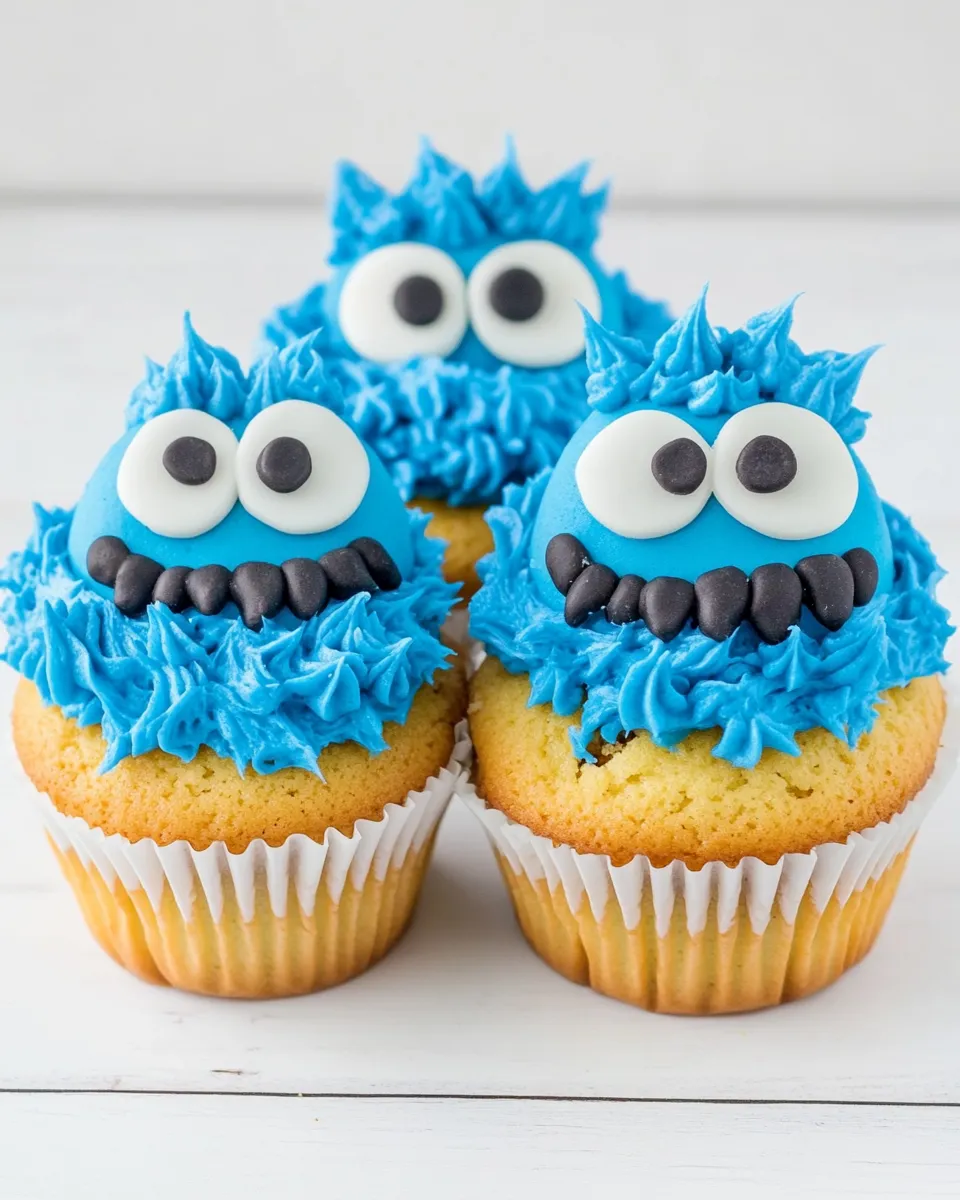 Delicious Cookie Monster Cupcakes plate image