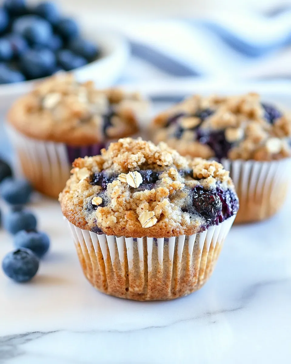 Homemade Cracklin Oat Bran Blueberry Crunch Muffins photo
