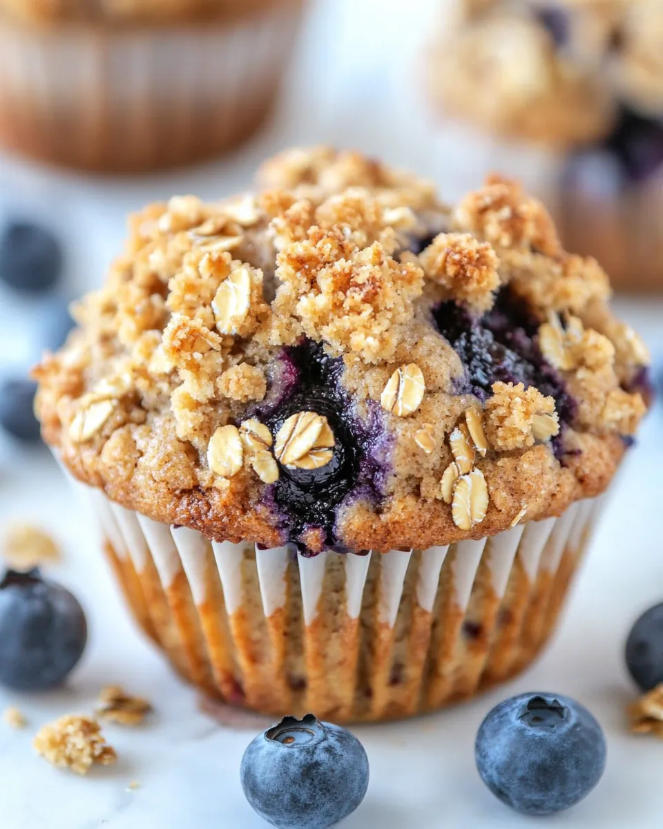 Delicious Cracklin Oat Bran Blueberry Crunch Muffins dish photo
