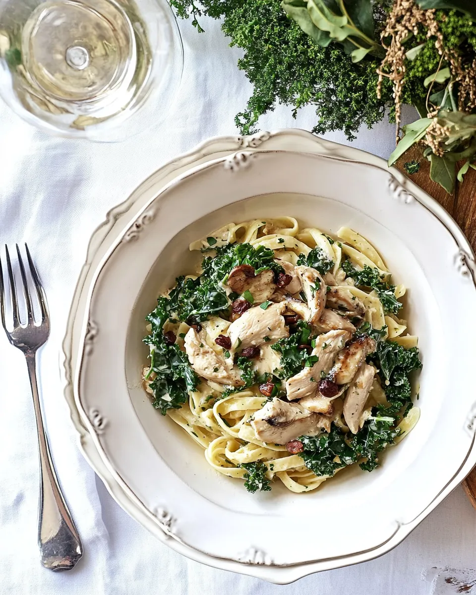 Delicious Creamy Chicken Picata Pasta with Kale recipe image