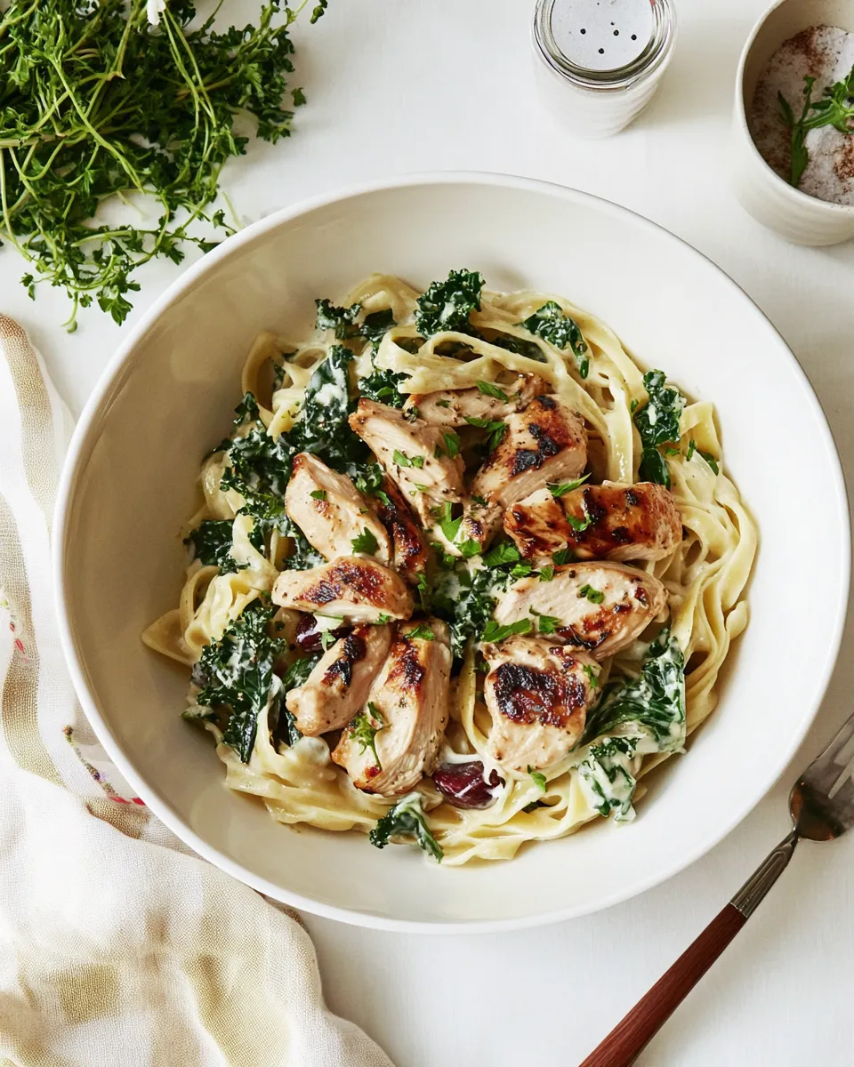 Healthy Creamy Chicken Picata Pasta with Kale shot