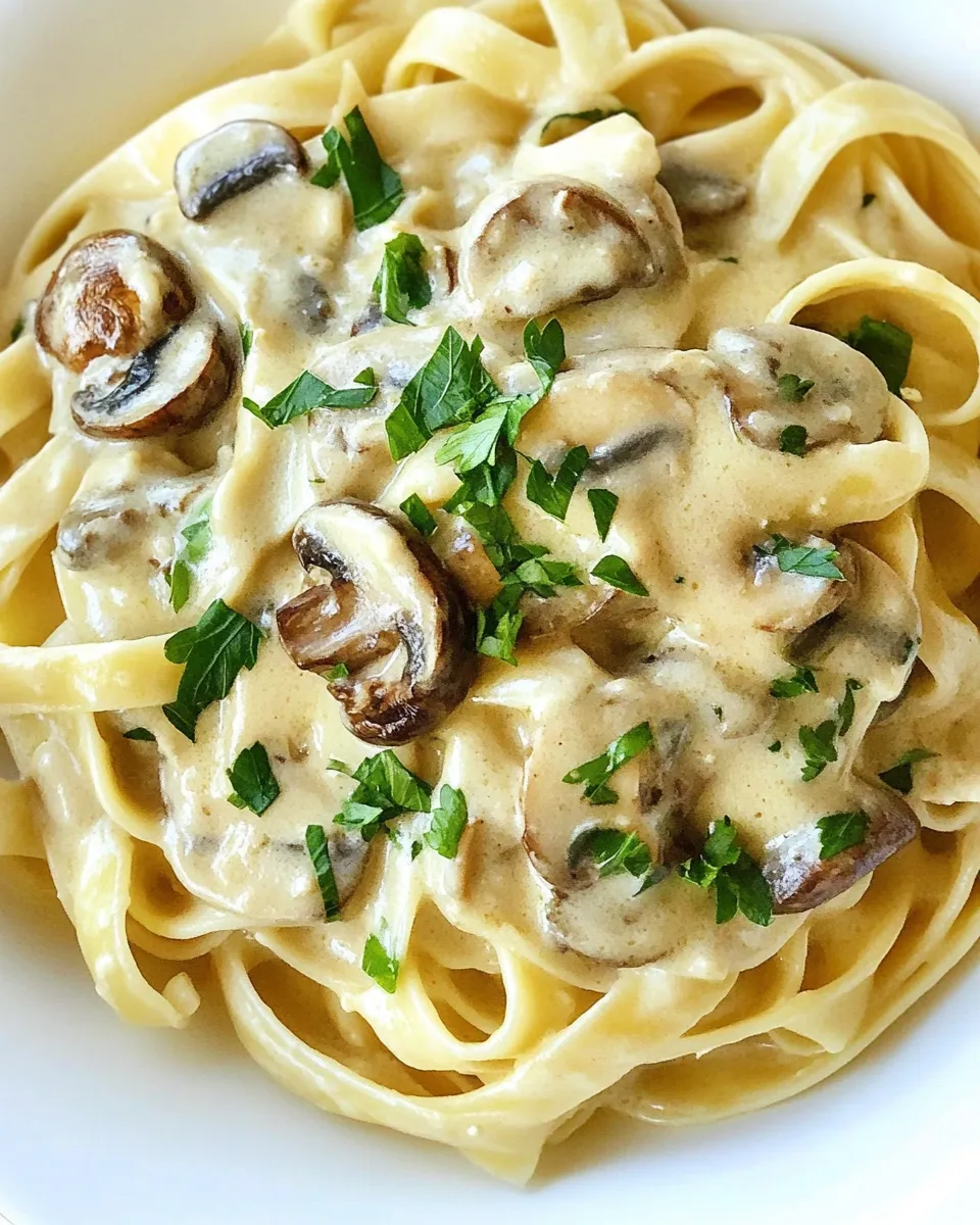 Classic Creamy Garlic Mushroom Pasta image