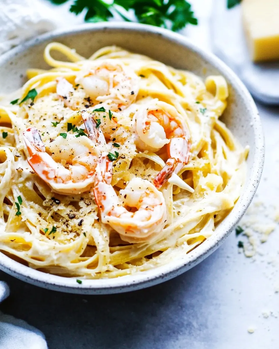Easy Creamy Garlic Shrimp Alfredo Pasta recipe photo