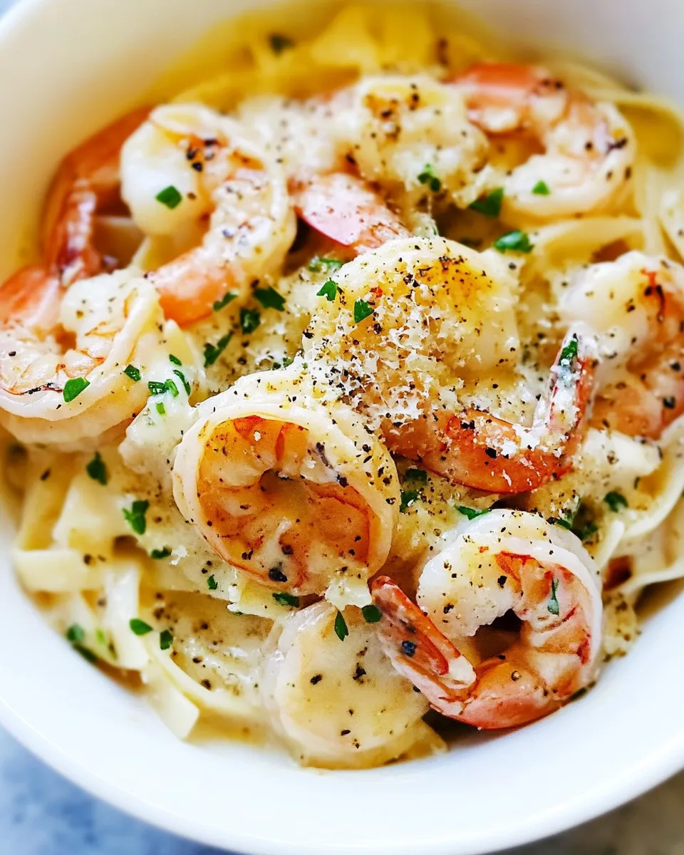 Classic Creamy Parmesan Garlic Shrimp Pasta image