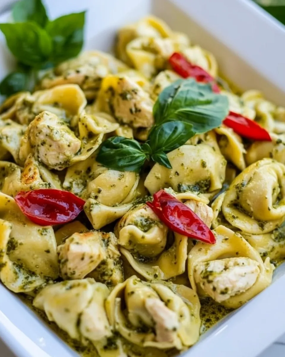 Delicious Creamy Pesto Chicken Tortellini image