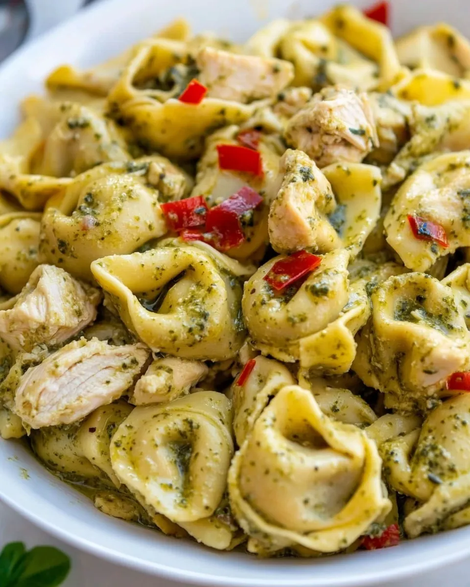 Classic Creamy Pesto Chicken Tortellini dish photo