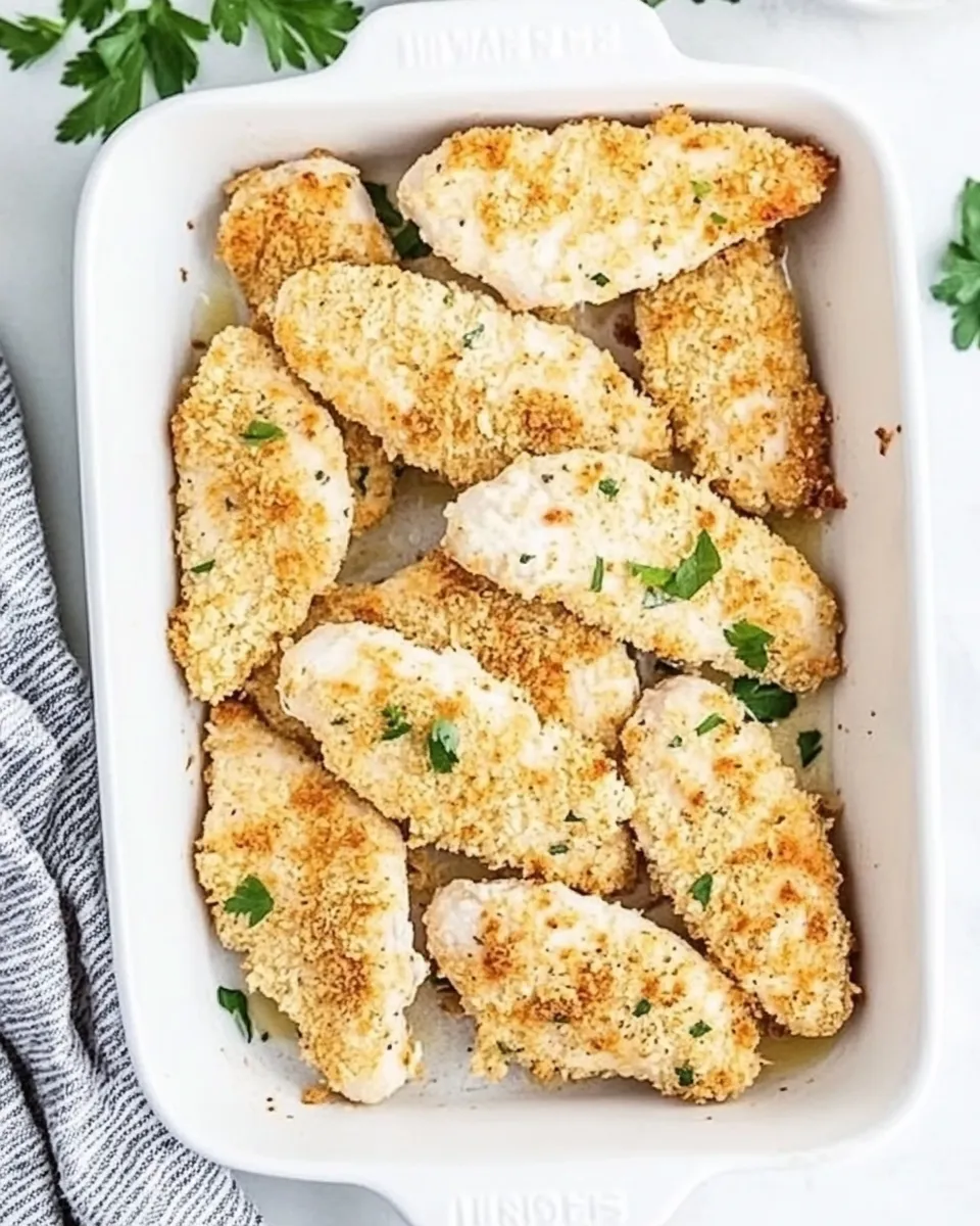Delicious Crispy Baked Chicken Tenders food shot