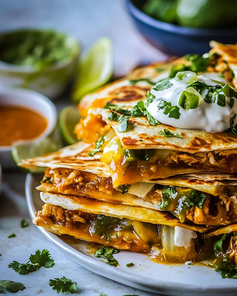 Savory Crispy Chicken Tinga Quesadillas. recipe image