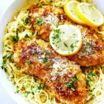 Homemade Crispy Parmesan Chicken with Creamy Lemon Garlic Pasta photo