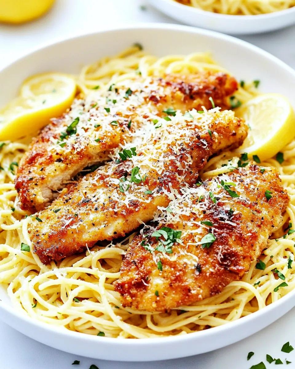 Easy Crispy Parmesan Chicken with Creamy Lemon Garlic Pasta recipe photo