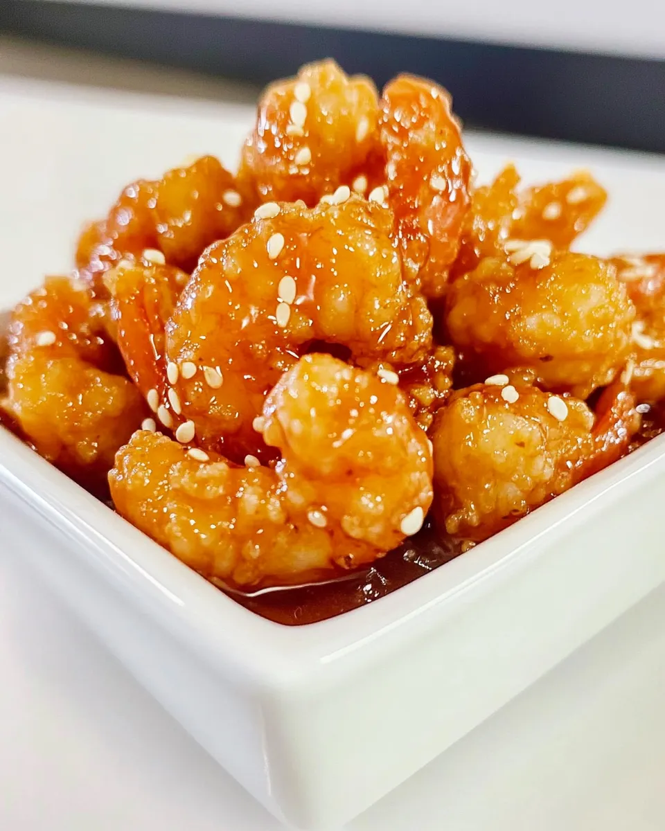 Delicious Crispy Sesame Popcorn Shrimp food shot