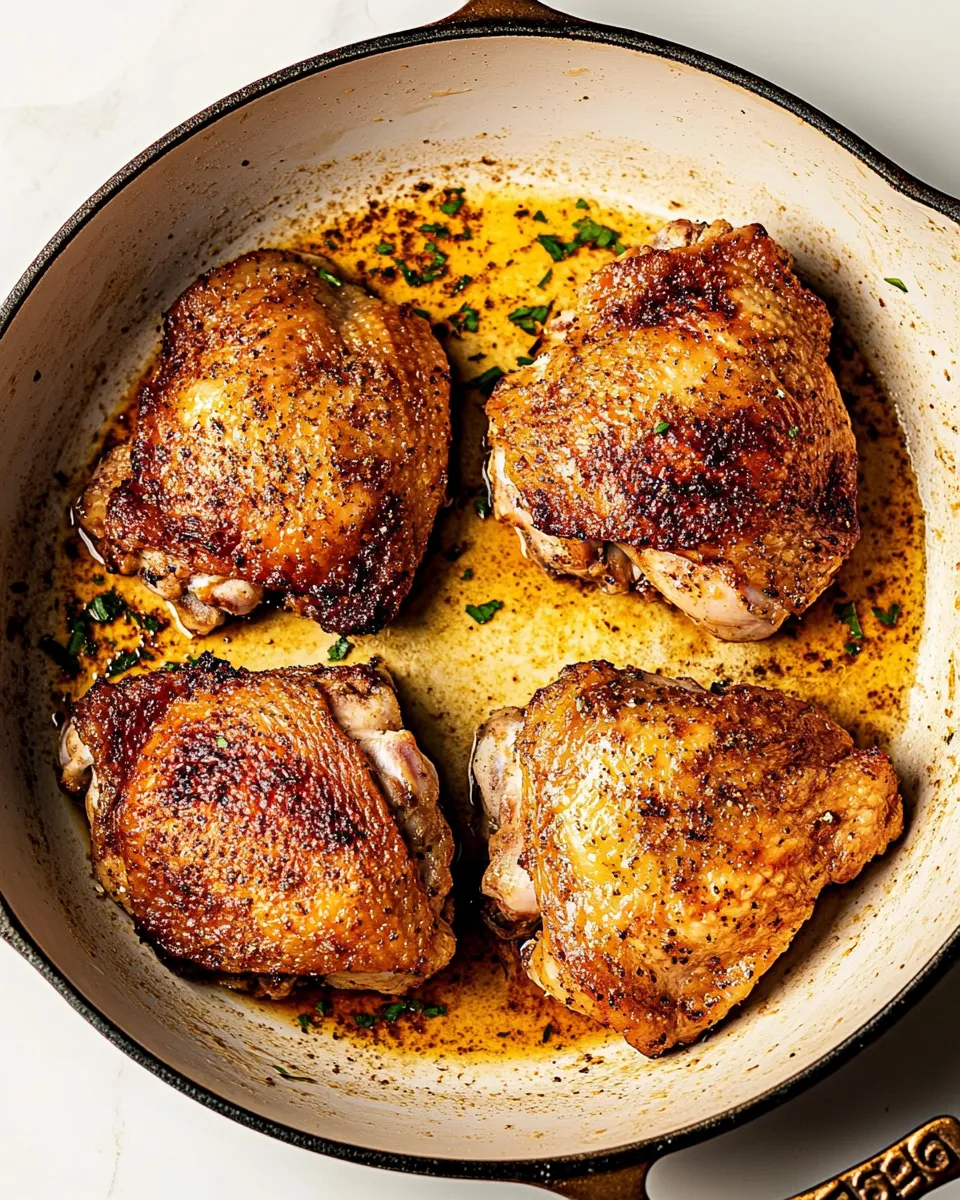 Savory Crispy Skin Skillet Chicken Thighs dish photo