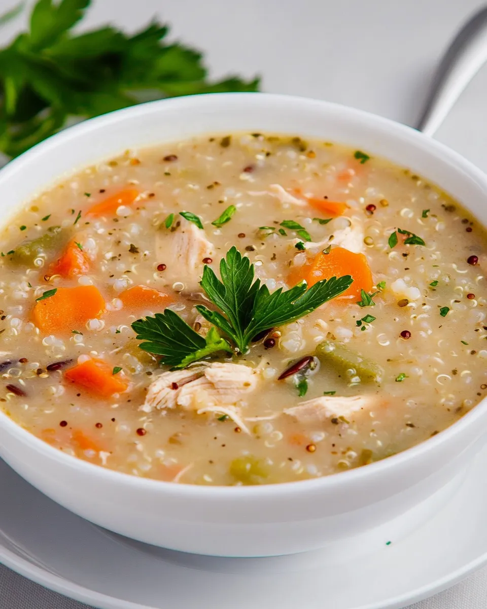 Easy Crockpot Wild Rice, Quinoa and Chicken Soup food shot