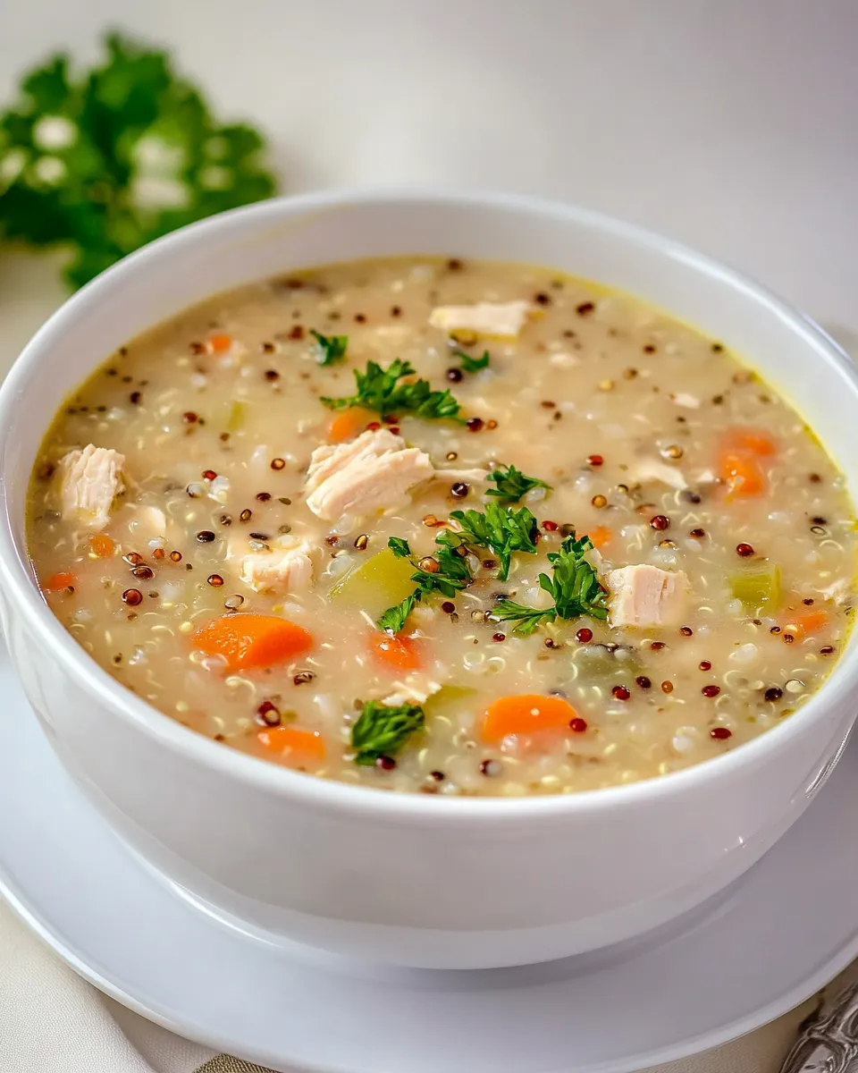 Delicious Crockpot Wild Rice, Quinoa and Chicken Soup plate image