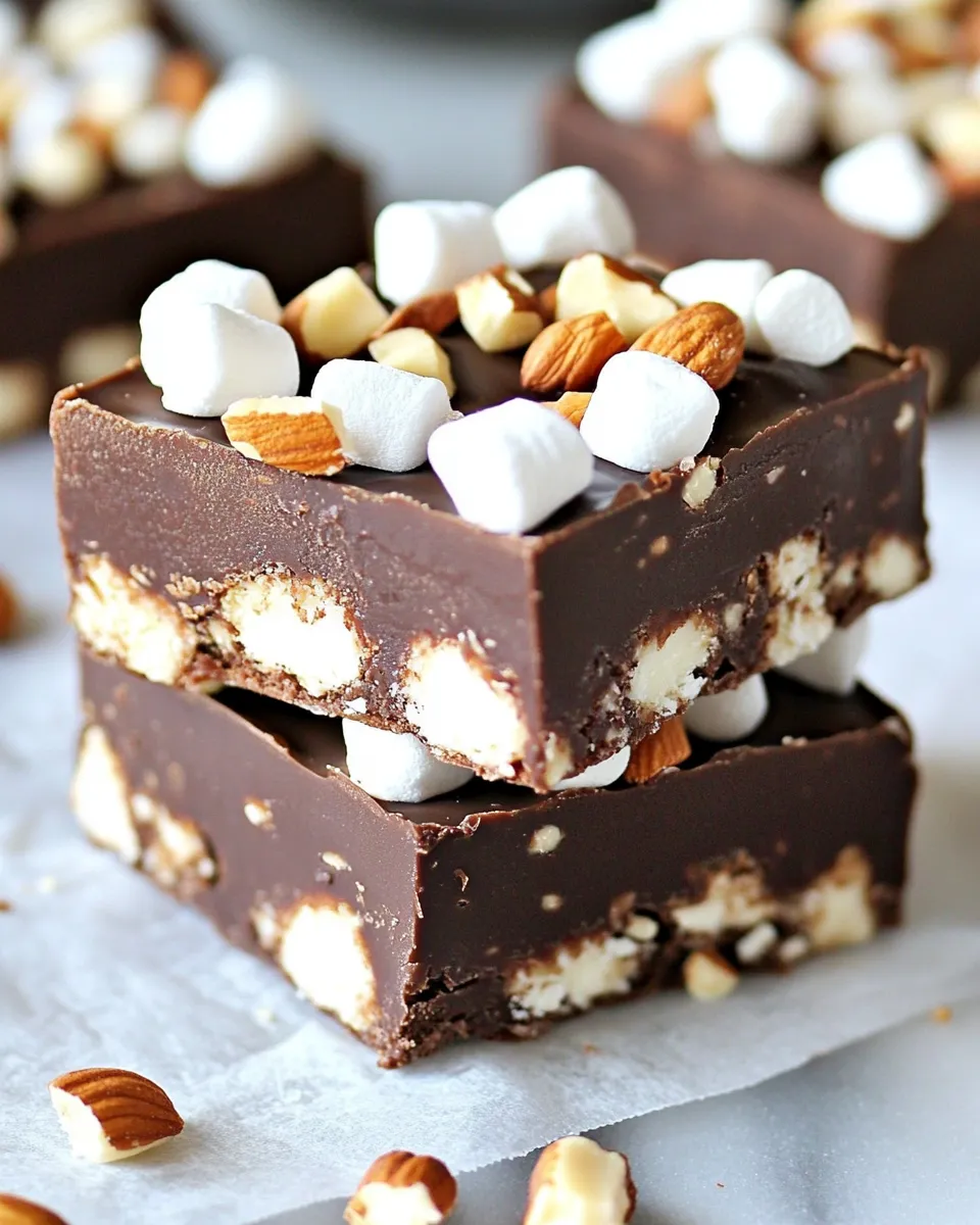 Delicious Dark Chocolate Marshmallow Nut Fudge Bars image