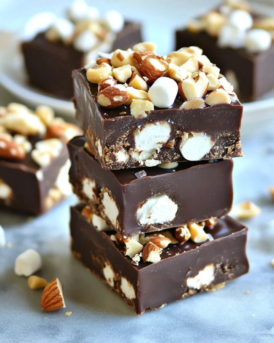 Classic Dark Chocolate Marshmallow Nut Fudge Bars recipe photo