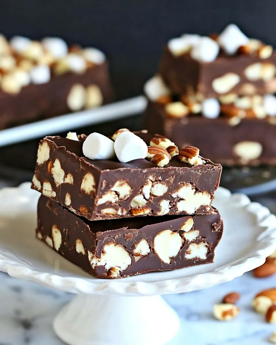 Ultimate Dark Chocolate Marshmallow Nut Fudge Bars shot