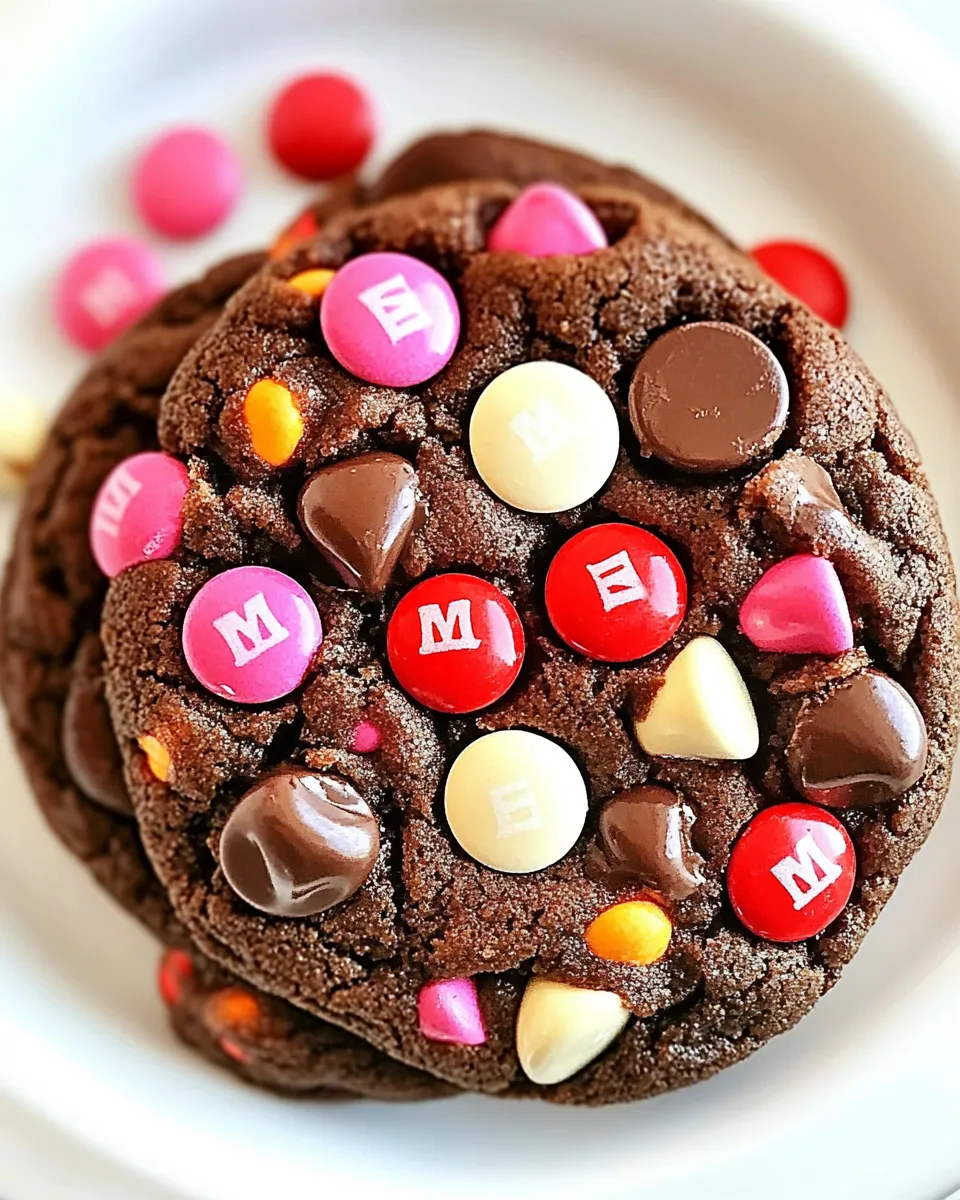 Easy Double Chocolate M&M Cookies Recipe shot