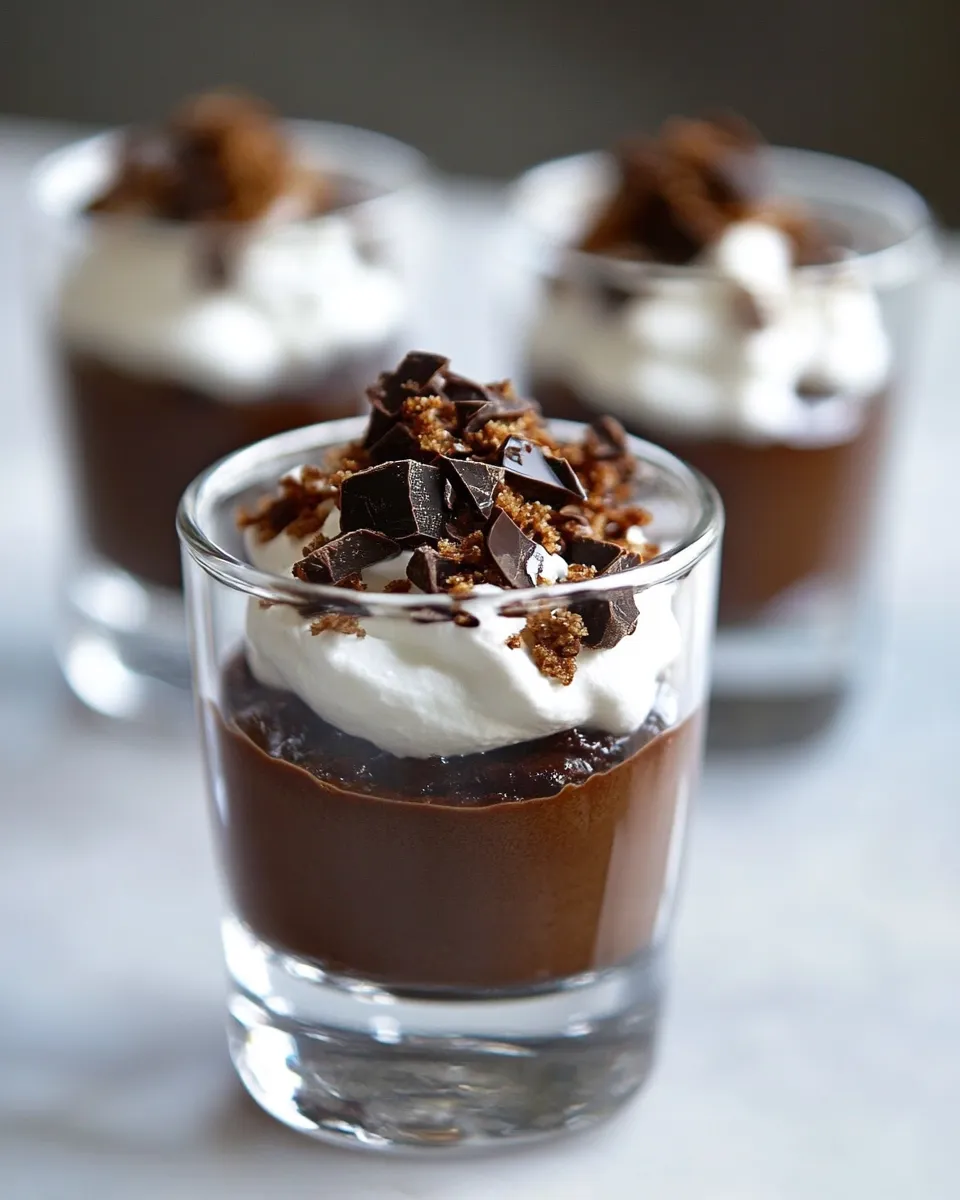 Classic Double Chocolate Pudding with Caramelized Cocoa Nibs shot