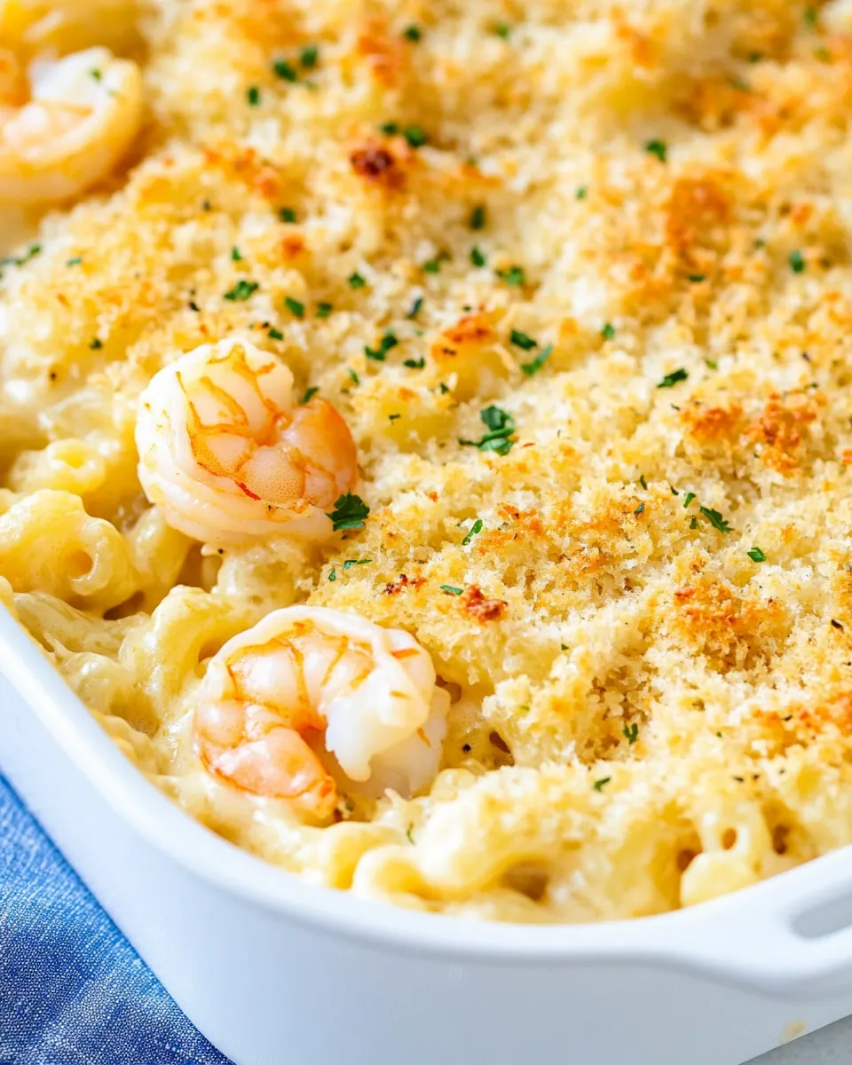 Quick Easy Baked Shrimp Mac and Cheese shot