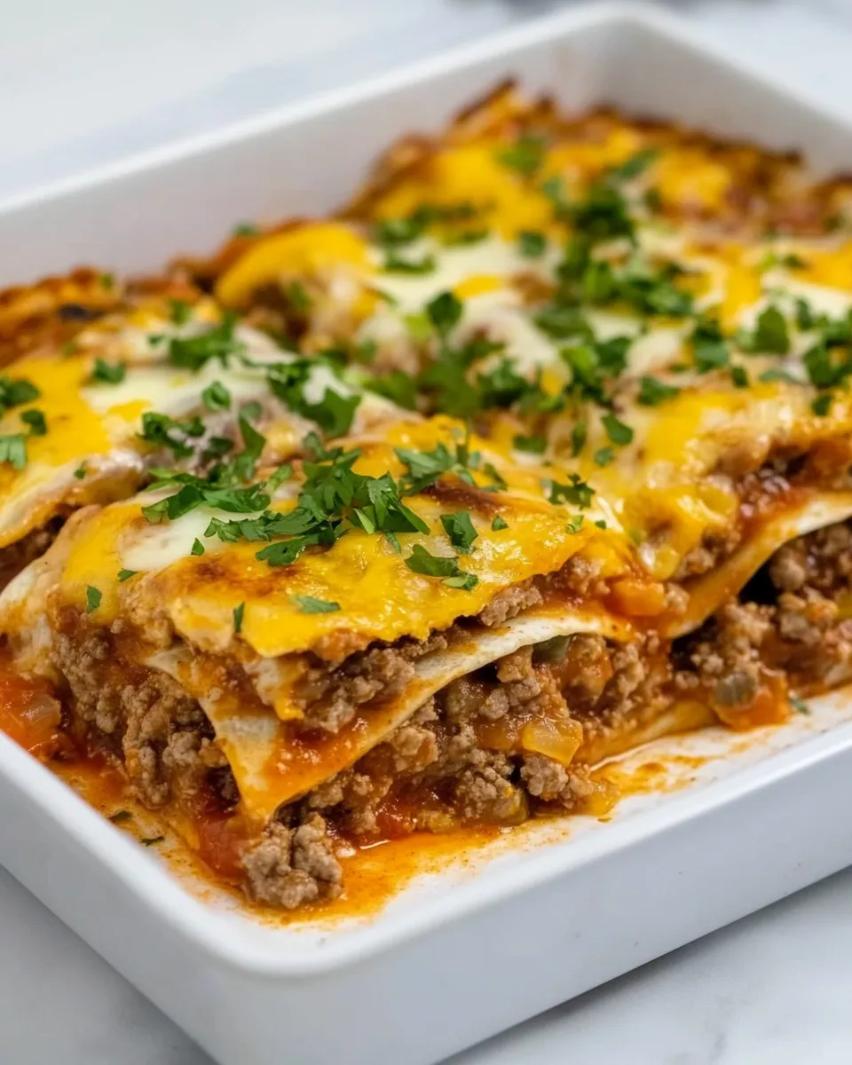 Delicious Easy Beef Enchilada Casserole shot
