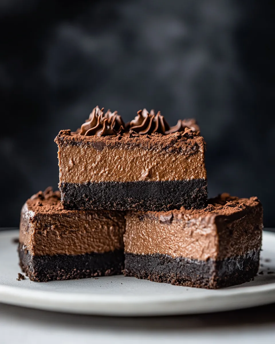 Quick Easy Chocolate Cheesecake Bars shot