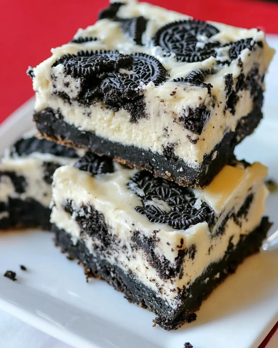 Quick Easy Oreo Cheesecake Bars plate image