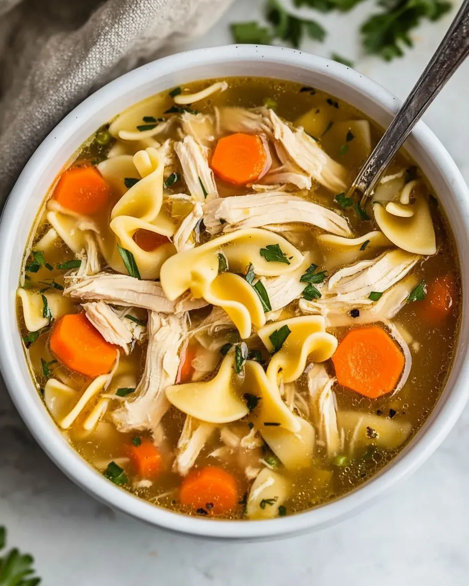 Quick Easy Rotisserie Chicken Noodle Soup shot