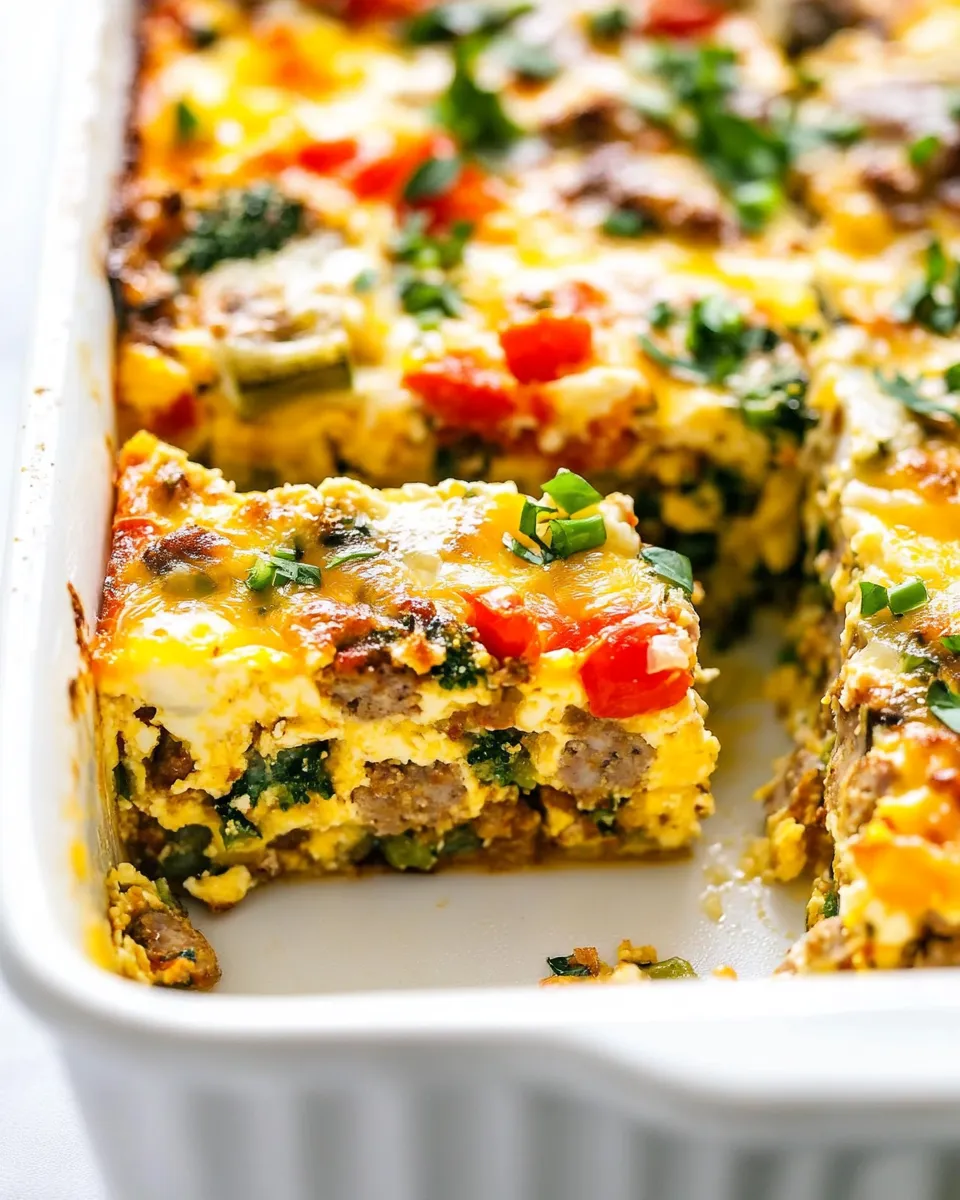 Quick Easy Sausage and Veggie Egg Casserole dish photo