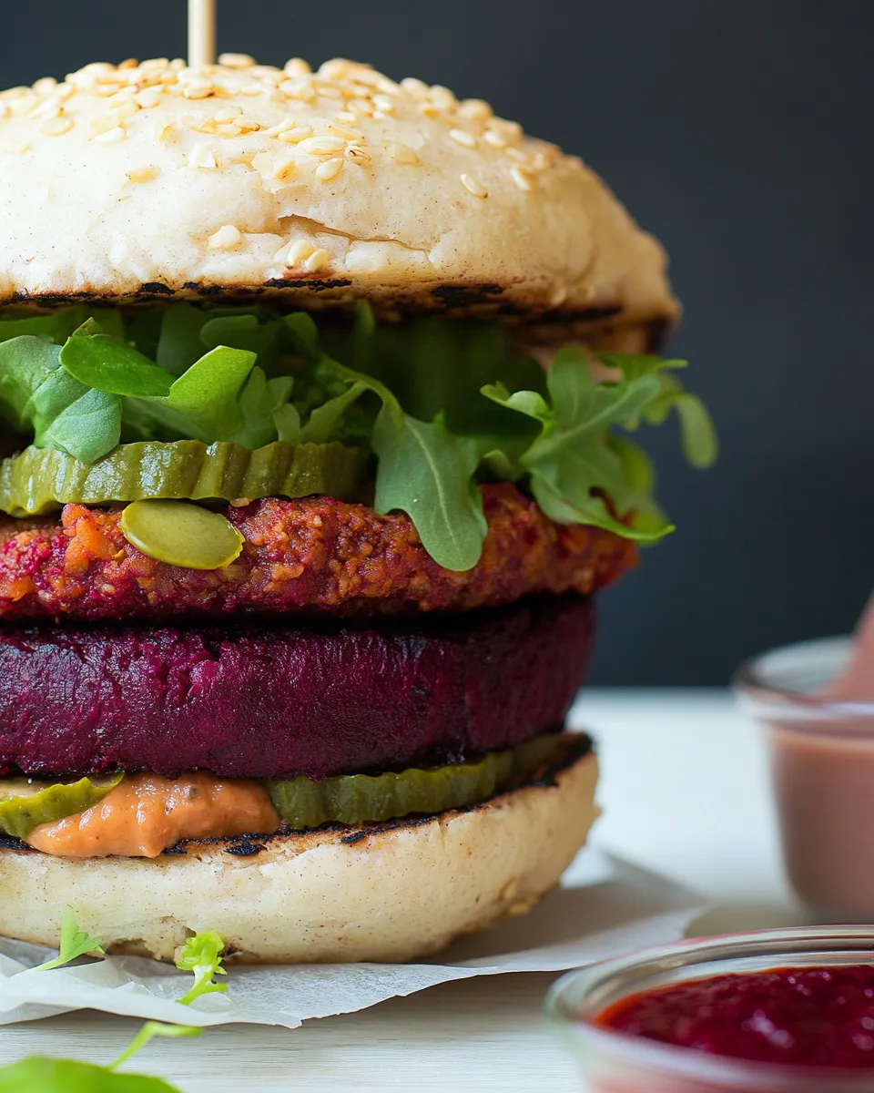 Savory Easy Vegan Beet Burger shot