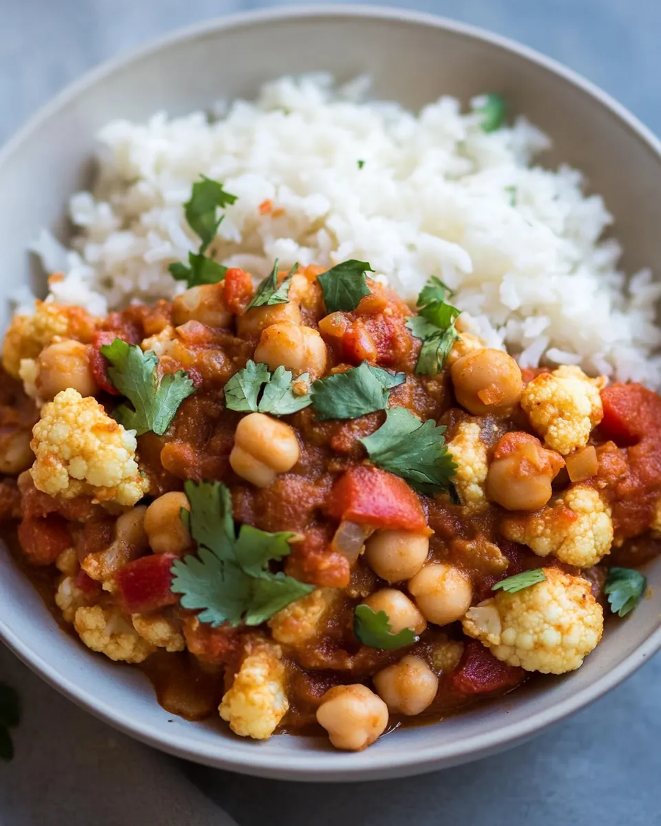 Delicious Easy Vegan Cauliflower Chickpea Curry image