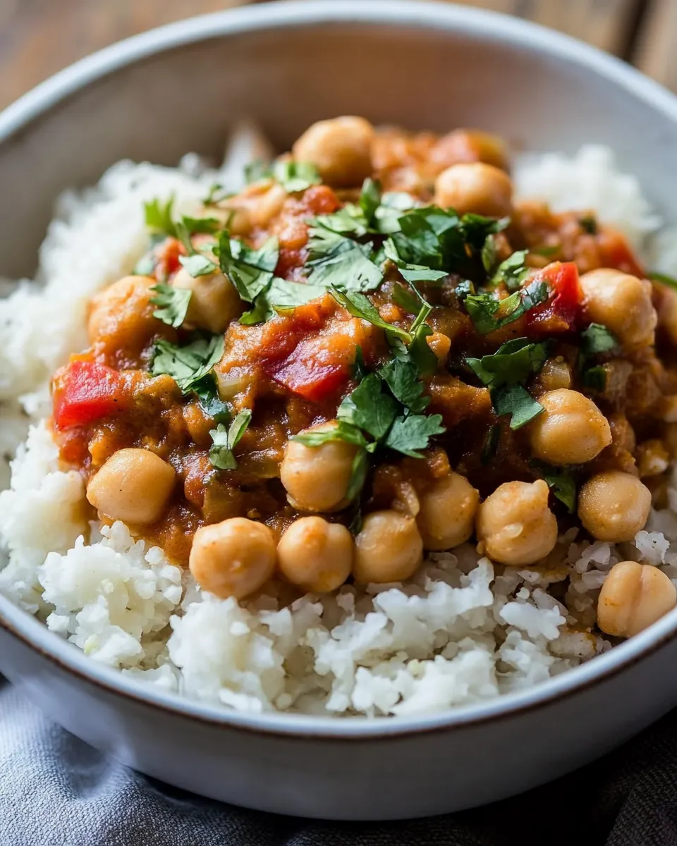 Savory Easy Vegan Cauliflower Chickpea Curry recipe photo