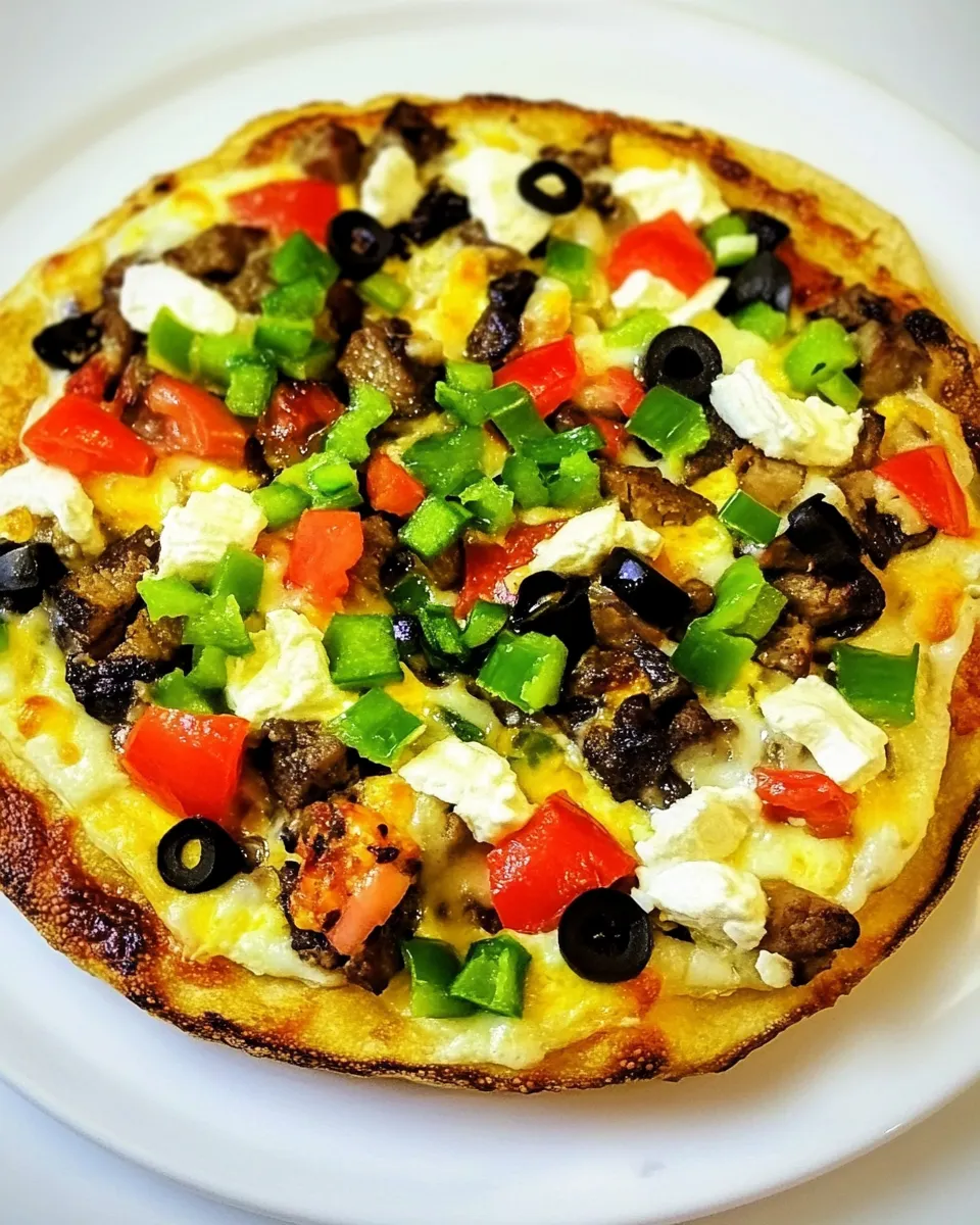 Delicious Egg-Crust Vegetarian Breakfast Pizza shot