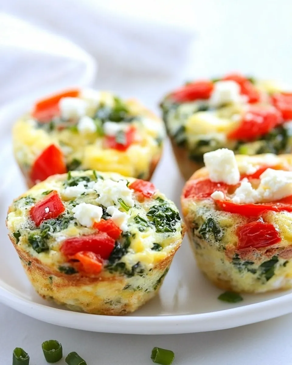 Homemade Egg Muffins with Kale, Roasted Red Peppers, and Feta Cheese photo