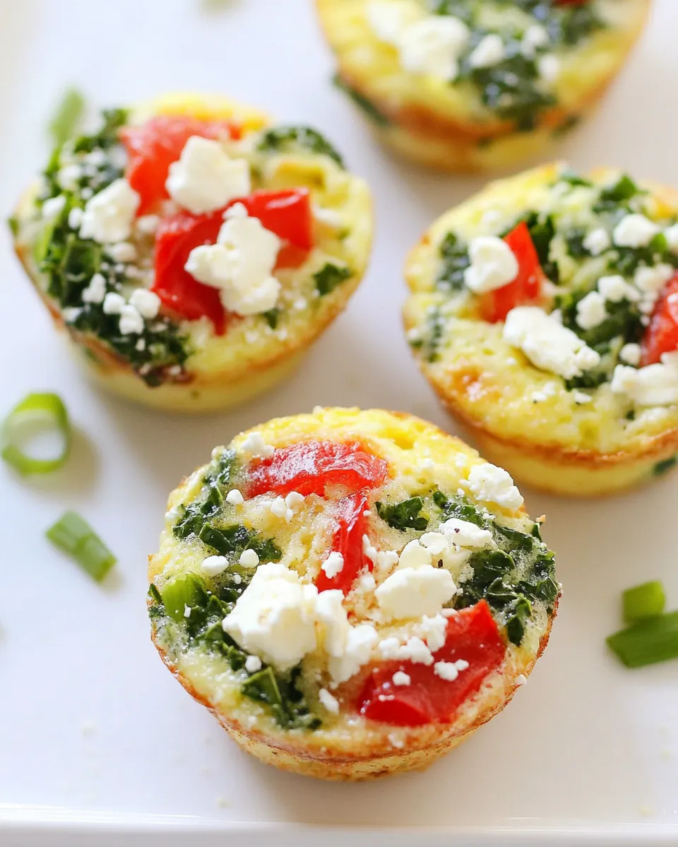 Delicious Egg Muffins with Kale, Roasted Red Peppers, and Feta Cheese image
