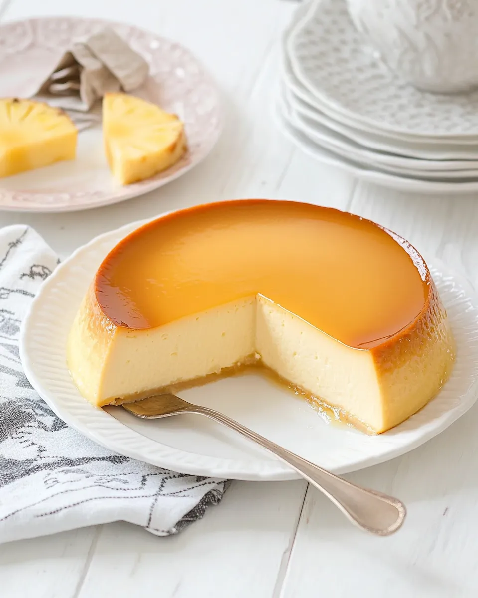 Homemade Flan de Queso y Pia (Pineapple Cream Cheese Flan) photo