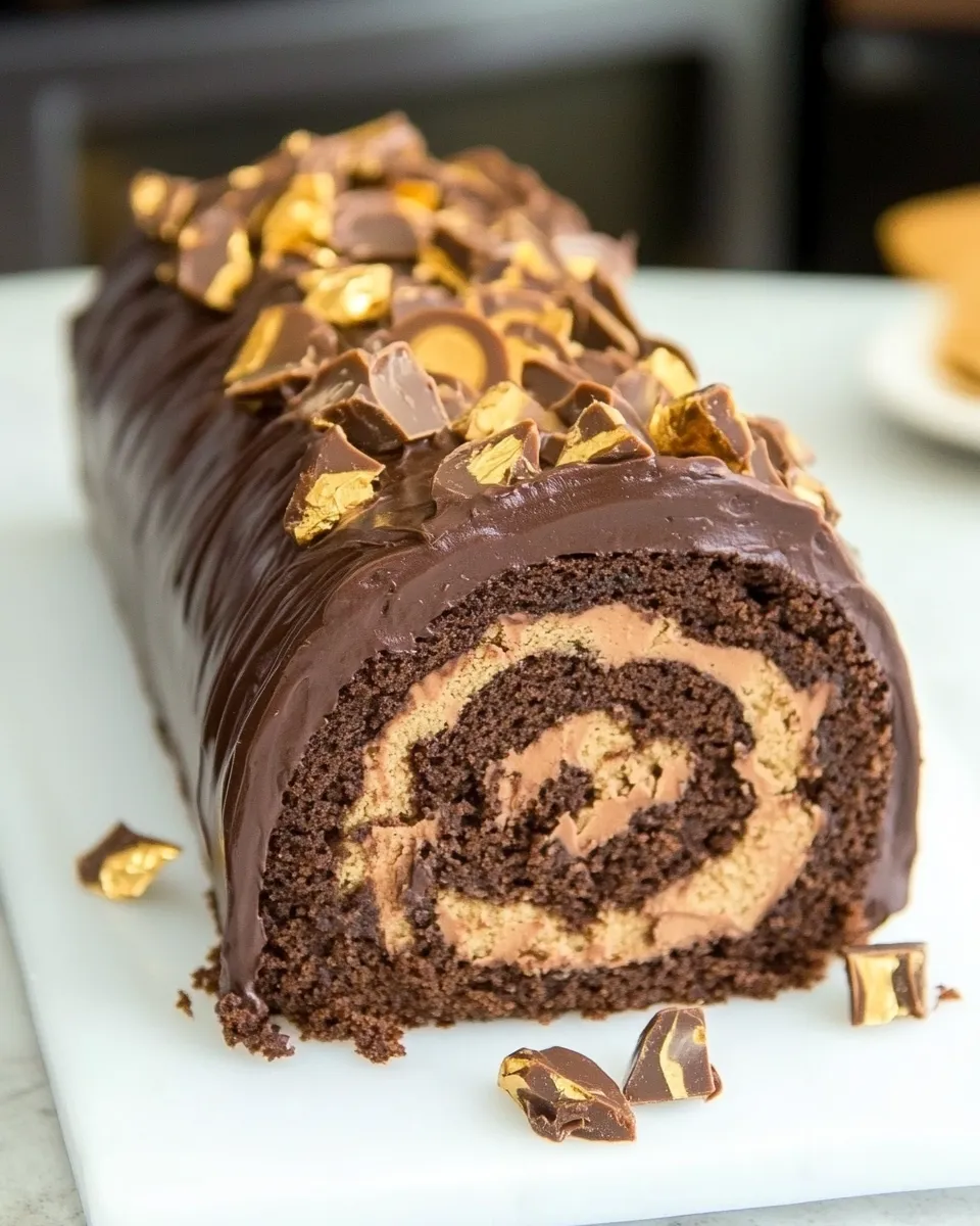Easy Flourless Reeses Chocolate Cake Roll recipe photo