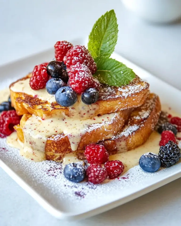 Homemade French Toast with Cream Sauce & Berries photo