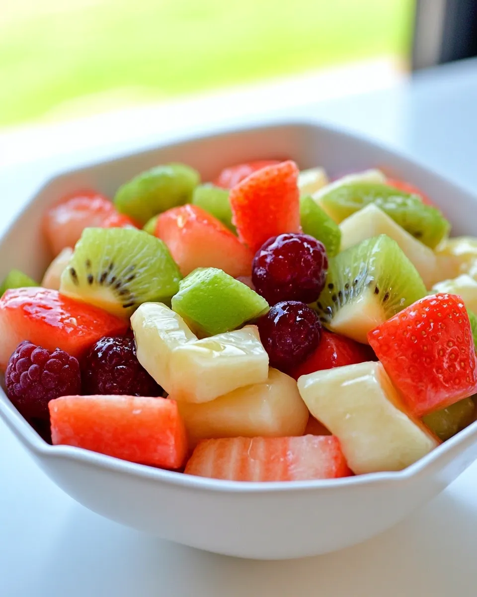 Easy Fruit Salad with a Citrus and Honey Syrup food shot