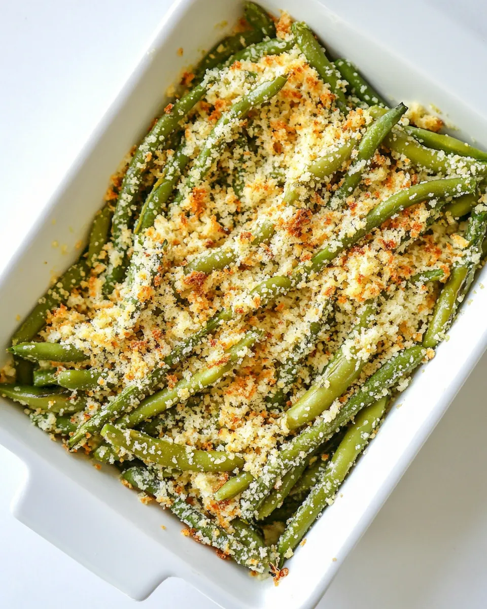 Homemade GREEN BEANS WITH PARMESAN BREAD CRUMBS photo