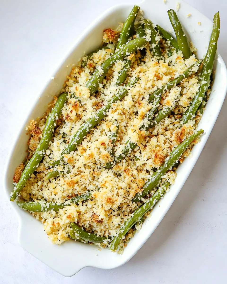 Delicious GREEN BEANS WITH PARMESAN BREAD CRUMBS shot