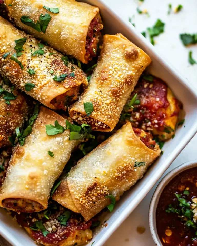 Homemade Garlic Butter Pizza Egg Rolls. recipe photo